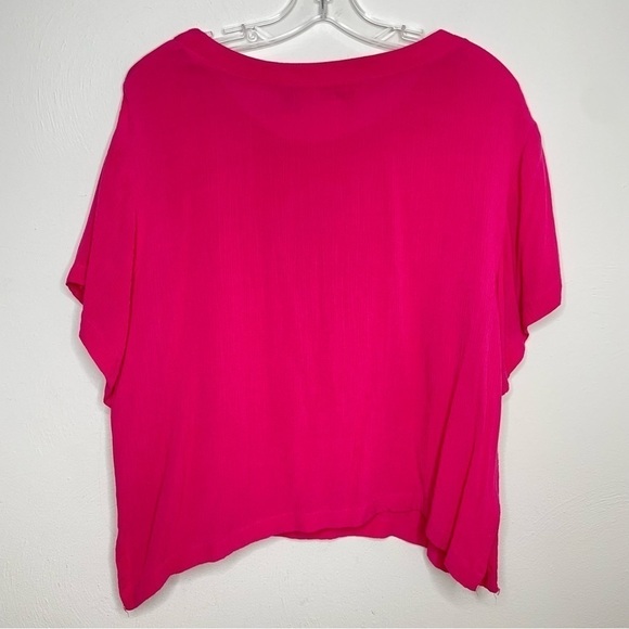 Vintage 80s 90s magenta pink oversized boxy relaxed fit short sleeve blouse top - Picture 16 of 16